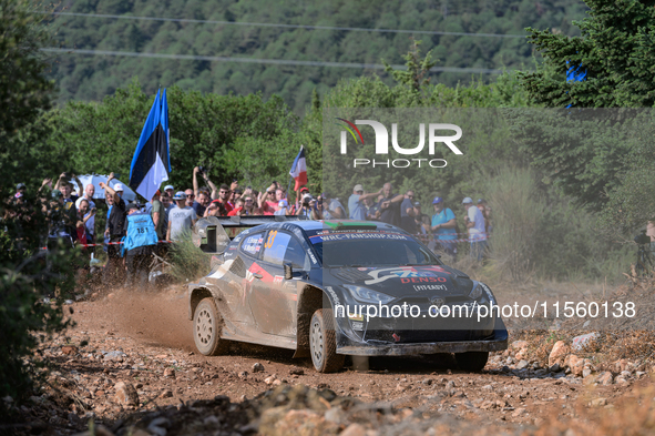 Driver Elfyn Evans and co-driver Scott Martin of the team Toyota Gazoo Racing WRT, Toyota GR Yaris Rally1 Hybrid, face the third day of the...