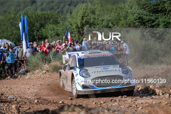 Driver Jourdan Serderidis and co-driver Frederic Miclotte of the M-Sport Ford WRT, Ford Puma Rally1 Hybrid, face the third day of the race d...