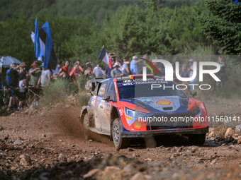 Driver Dani Sordo and co-driver Carrera Candido of the team Hyundai Shell Mobis World Rally Team, Hyundai i20 N Rally1 Hybrid, face the thir...