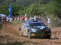 Driver Sami Pajari and co-driver Enni Malkonen of the Teamprintsport Toyota GR Yaris Rally2 face the third day of the race during the FIA Wo...