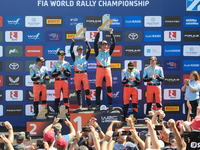 Driver Dani Sordo and co-driver Carrera Candido, driver Thierry Neuville and co-driver Martijn Wydaeghe, and driver Ott Tanak and co-driver...