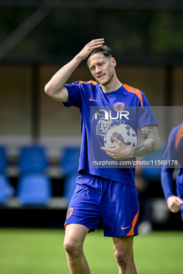 Netherlands player Wout Weghorst participates in the training and press conference for the Netherlands Nations League season 2024-2025 at th...