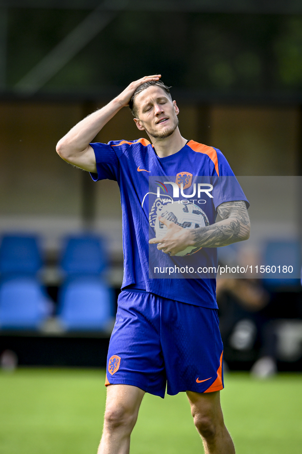 Netherlands player Wout Weghorst participates in the training and press conference for the Netherlands Nations League season 2024-2025 at th...