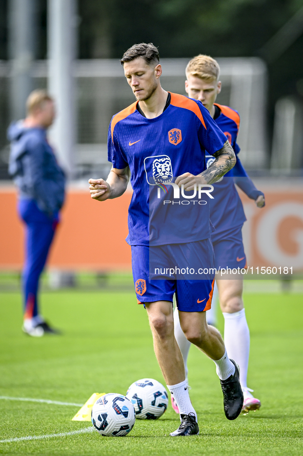 Netherlands player Wout Weghorst participates in the training and press conference for the Netherlands Nations League season 2024-2025 at th...