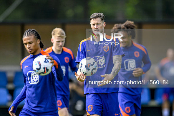 Netherlands player Wout Weghorst participates in the training and press conference for the Netherlands Nations League season 2024-2025 at th...