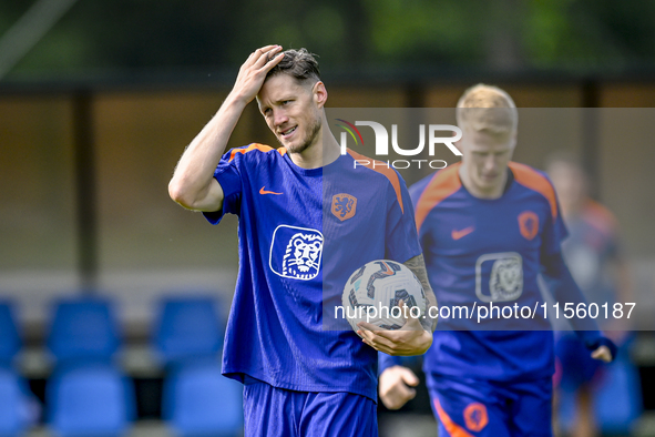 Netherlands player Wout Weghorst participates in the training and press conference for the Netherlands Nations League season 2024-2025 at th...