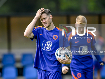 Netherlands player Wout Weghorst participates in the training and press conference for the Netherlands Nations League season 2024-2025 at th...