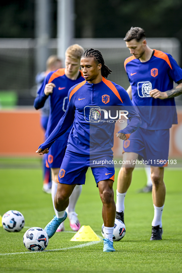 Netherlands player Nathan Ake during the training and press conference for the Netherlands Nations League season 2024-2025 at the KNVB Campu...