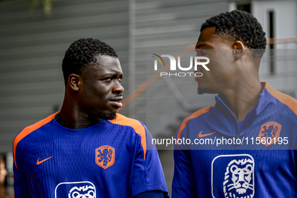 Netherlands players Brian Brobbey and Denzel Dumfries during the training and press conference for the Netherlands Nations League season 202...