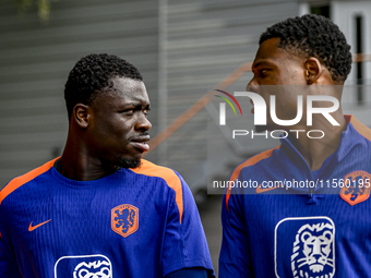 Netherlands players Brian Brobbey and Denzel Dumfries during the training and press conference for the Netherlands Nations League season 202...