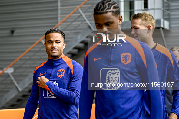 Netherlands player Justin Kluivert participates in the training and press conference for the Netherlands Nations League season 2024-2025 at...