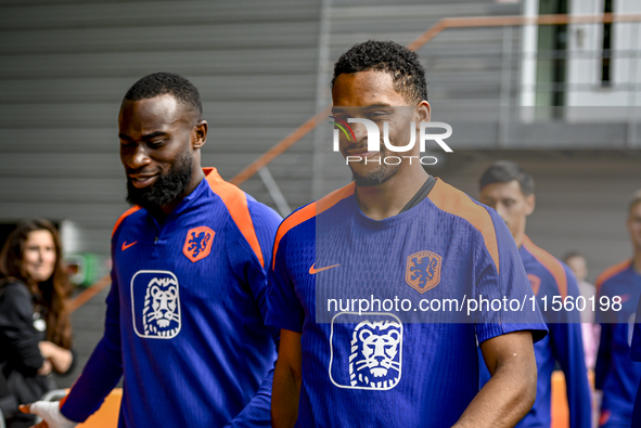 Netherlands players Lutsharel Geertruida and Jurrien Timber during the training and press conference for the Netherlands Nations League seas...