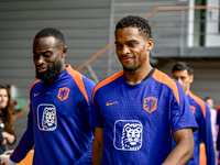 Netherlands players Lutsharel Geertruida and Jurrien Timber during the training and press conference for the Netherlands Nations League seas...