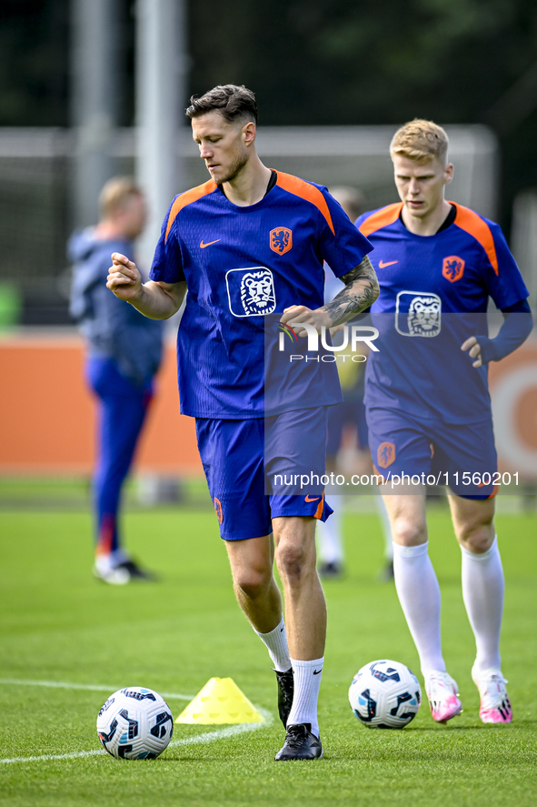 Netherlands player Wout Weghorst participates in the training and press conference for the Netherlands Nations League season 2024-2025 at th...