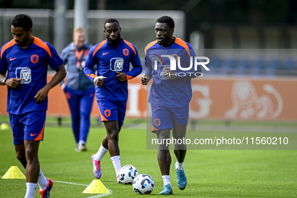 Netherlands player Brian Brobbey participates in the training and press conference for the Netherlands Nations League season 2024-2025 at th...