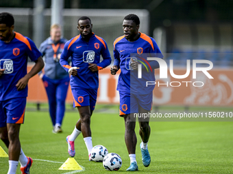 Netherlands player Brian Brobbey participates in the training and press conference for the Netherlands Nations League season 2024-2025 at th...