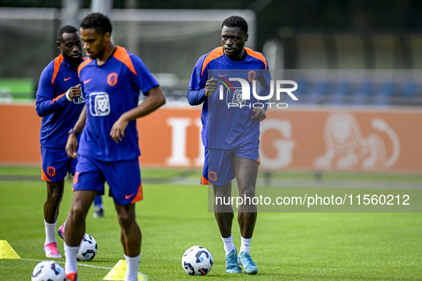 Netherlands player Brian Brobbey participates in the training and press conference for the Netherlands Nations League season 2024-2025 at th...