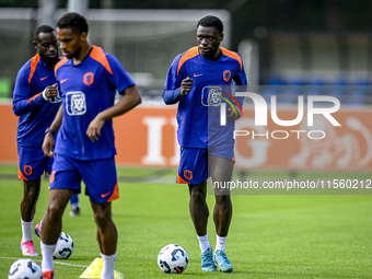 Netherlands player Brian Brobbey participates in the training and press conference for the Netherlands Nations League season 2024-2025 at th...