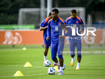 Netherlands player Denzel Dumfries participates in the training and press conference for the Netherlands Nations League season 2024-2025 at...