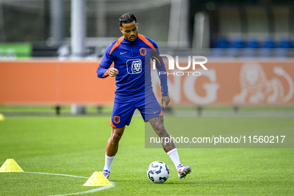 Netherlands player Justin Kluivert participates in the training and press conference for the Netherlands Nations League season 2024-2025 at...