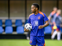 Netherlands player Jurrien Timber participates in the match training and press conference at the KNVB Campus for the Netherlands Nations Lea...