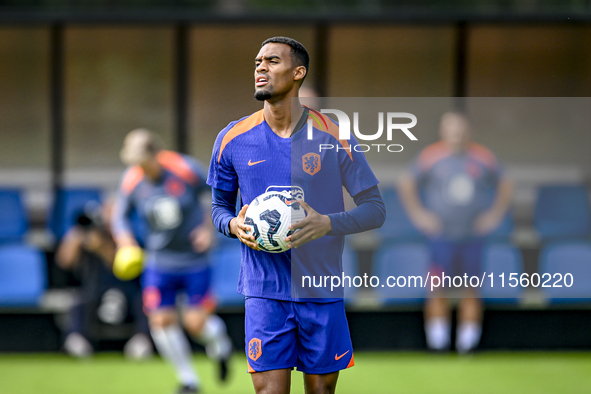 Netherlands player Ryan Gravenberch during the training and press conference for the Netherlands Nations League season 2024-2025 at the KNVB...