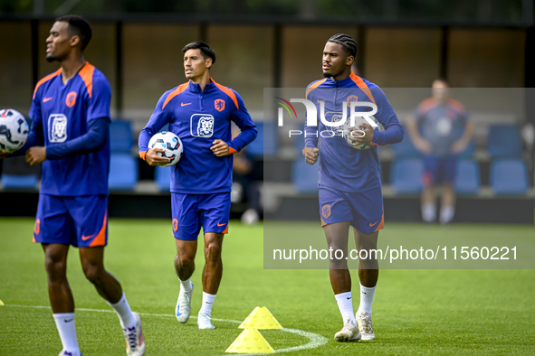 Netherlands player Jorrel Hato participates in the training and press conference at the KNVB Campus for the Netherlands Nations League seaso...