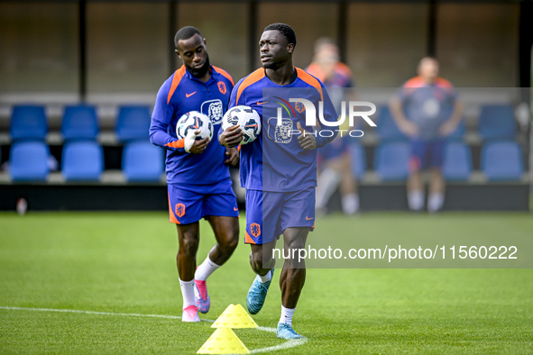 Netherlands player Brian Brobbey participates in the training and press conference for the Netherlands Nations League season 2024-2025 at th...