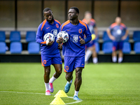 Netherlands player Brian Brobbey participates in the training and press conference for the Netherlands Nations League season 2024-2025 at th...