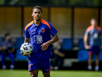 Netherlands player Jurrien Timber participates in the match training and press conference at the KNVB Campus for the Netherlands Nations Lea...