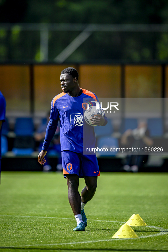 Netherlands player Brian Brobbey participates in the training and press conference for the Netherlands Nations League season 2024-2025 at th...