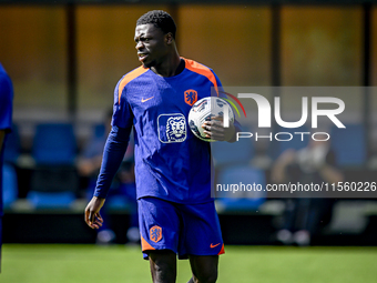 Netherlands player Brian Brobbey participates in the training and press conference for the Netherlands Nations League season 2024-2025 at th...