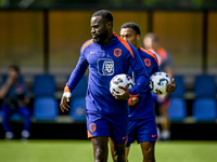 Netherlands player Lutsharel Geertruida participates in the training and press conference at the KNVB Campus for the Netherlands Nations Lea...