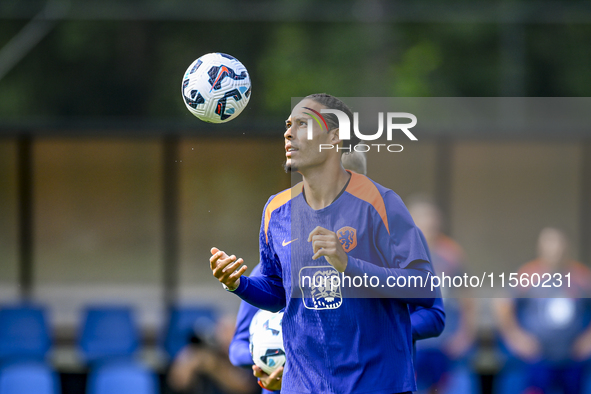 Netherlands player Virgil van Dijk during the training and press conference for the Netherlands Nations League season 2024-2025 at the KNVB...