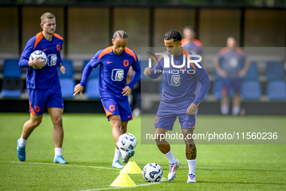 Netherlands player Justin Kluivert participates in the training and press conference for the Netherlands Nations League season 2024-2025 at...