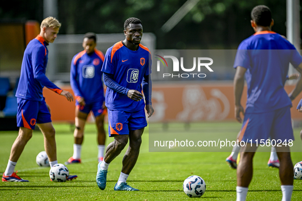 Netherlands player Brian Brobbey participates in the training and press conference for the Netherlands Nations League season 2024-2025 at th...