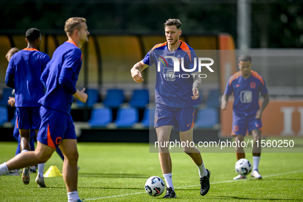 Netherlands player Wout Weghorst participates in the training and press conference for the Netherlands Nations League season 2024-2025 at th...