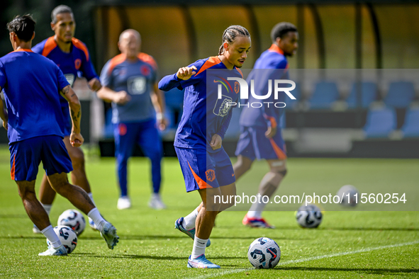 Netherlands player Xavi Simons during the training and press conference for the Netherlands Nations League season 2024-2025 at the KNVB Camp...