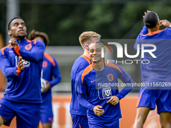 Netherlands player Xavi Simons during the training and press conference for the Netherlands Nations League season 2024-2025 at the KNVB Camp...