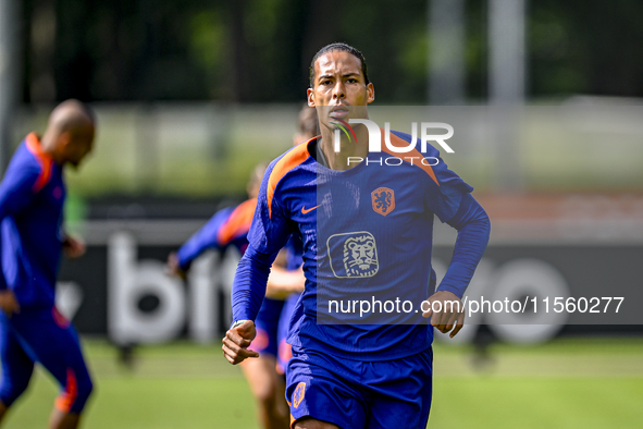 Netherlands player Virgil van Dijk during the training and press conference for the Netherlands Nations League season 2024-2025 at the KNVB...