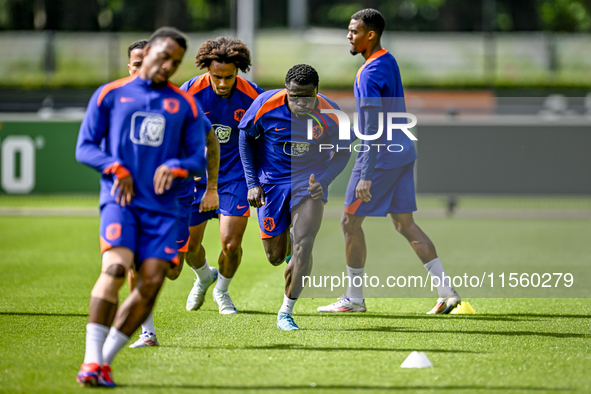 Netherlands player Brian Brobbey participates in the training and press conference for the Netherlands Nations League season 2024-2025 at th...