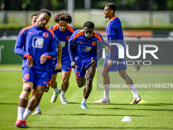 Netherlands player Brian Brobbey participates in the training and press conference for the Netherlands Nations League season 2024-2025 at th...