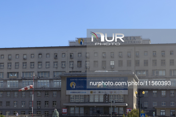 An exterior view of the Santa Maria Hospital in Lisbon, Portugal, on September 7, 2024. The second surgical block of the new maternity ward...