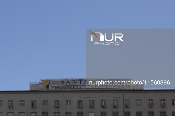 An exterior view of the Santa Maria Hospital in Lisbon, Portugal, on September 7, 2024. The second surgical block of the new maternity ward...