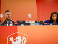 Netherlands trainer coach Ronald Koeman and Netherlands player Nathan Ake during the training and press conference for the Netherlands Natio...