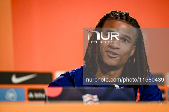 Netherlands player Nathan Ake during the training and press conference for the Netherlands Nations League season 2024-2025 at the KNVB Campu...