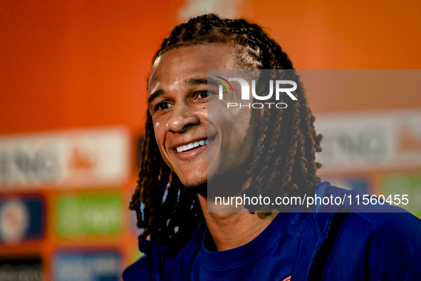 Netherlands player Nathan Ake during the training and press conference for the Netherlands Nations League season 2024-2025 at the KNVB Campu...