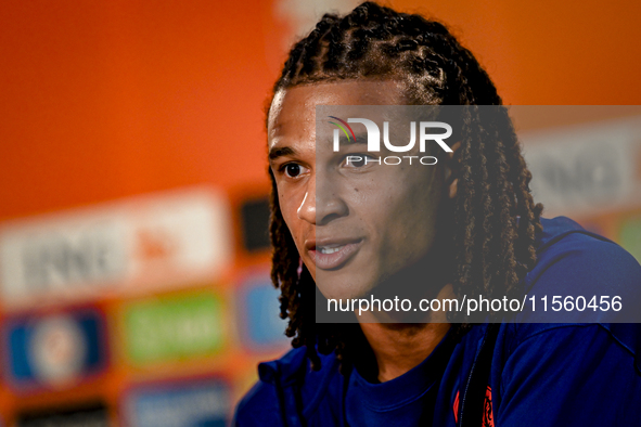 Netherlands player Nathan Ake during the training and press conference for the Netherlands Nations League season 2024-2025 at the KNVB Campu...