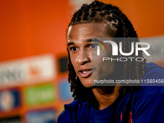 Netherlands player Nathan Ake during the training and press conference for the Netherlands Nations League season 2024-2025 at the KNVB Campu...