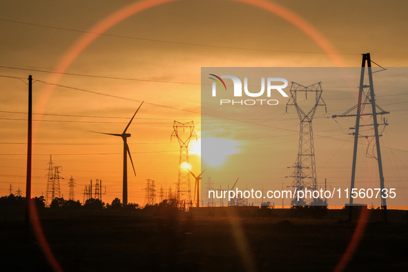 Wind power generation facilities on Zhangbei Bashang Grassland in Zhangjiakou, China, on June 28, 2013. 